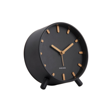 Stolový budík Karlsson KA5943BK Grace – tichý chod a čierny celokovový dizajn (12 cm)